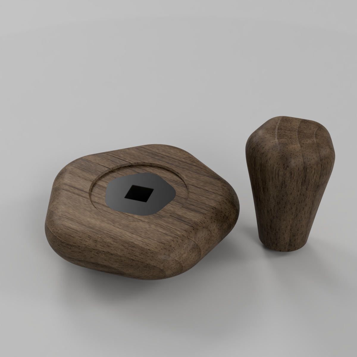 Hand-finished hardwood knob set for the ECM Classika and Classika PID, in Dark Walnut