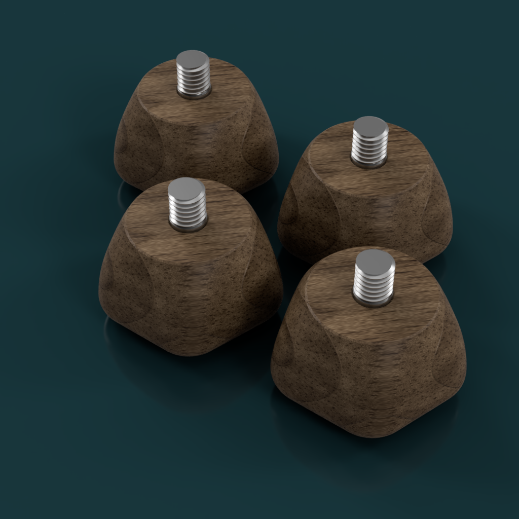 Set of four hand-finished hardwood feet for the Lelit Mara X and Bianca, in Dark Walnut