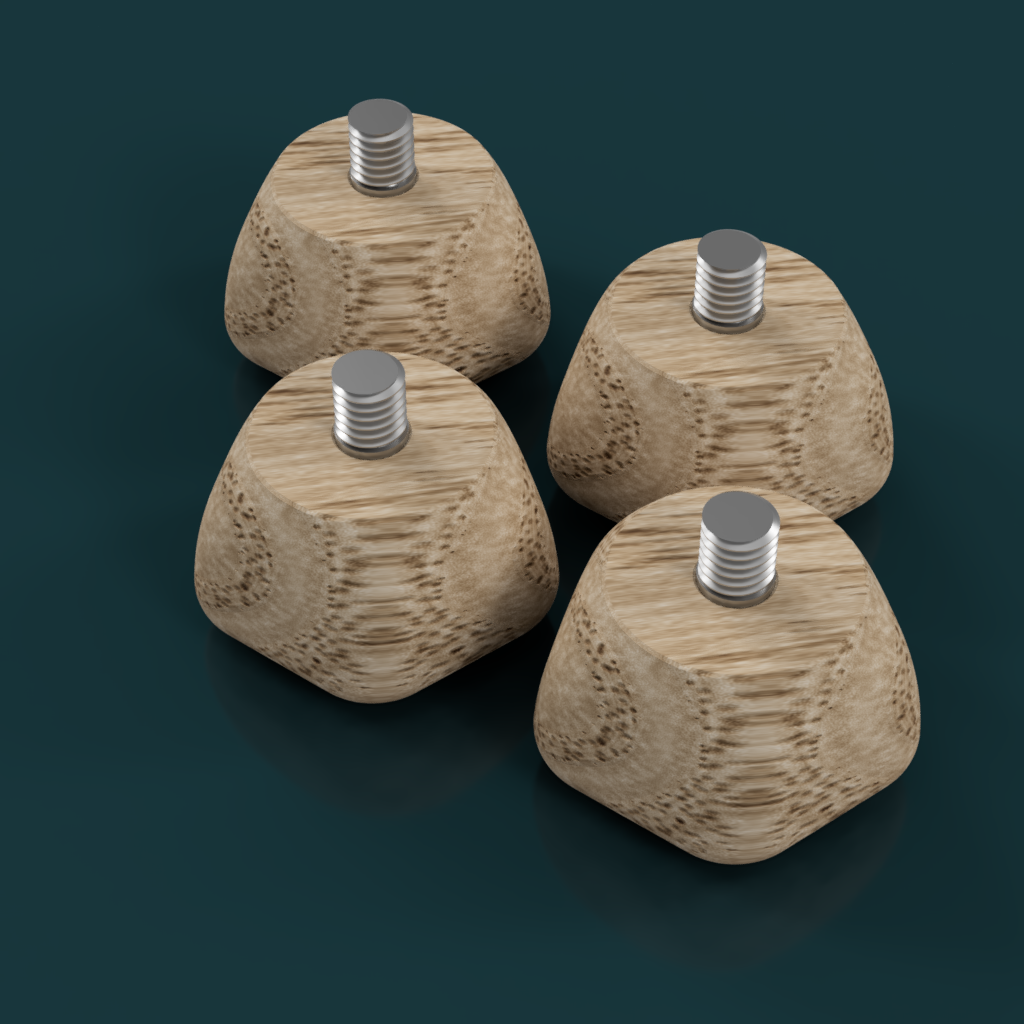 Set of four hand-finished hardwood feet for the Lelit Mara X and Bianca, in Nordic Oak