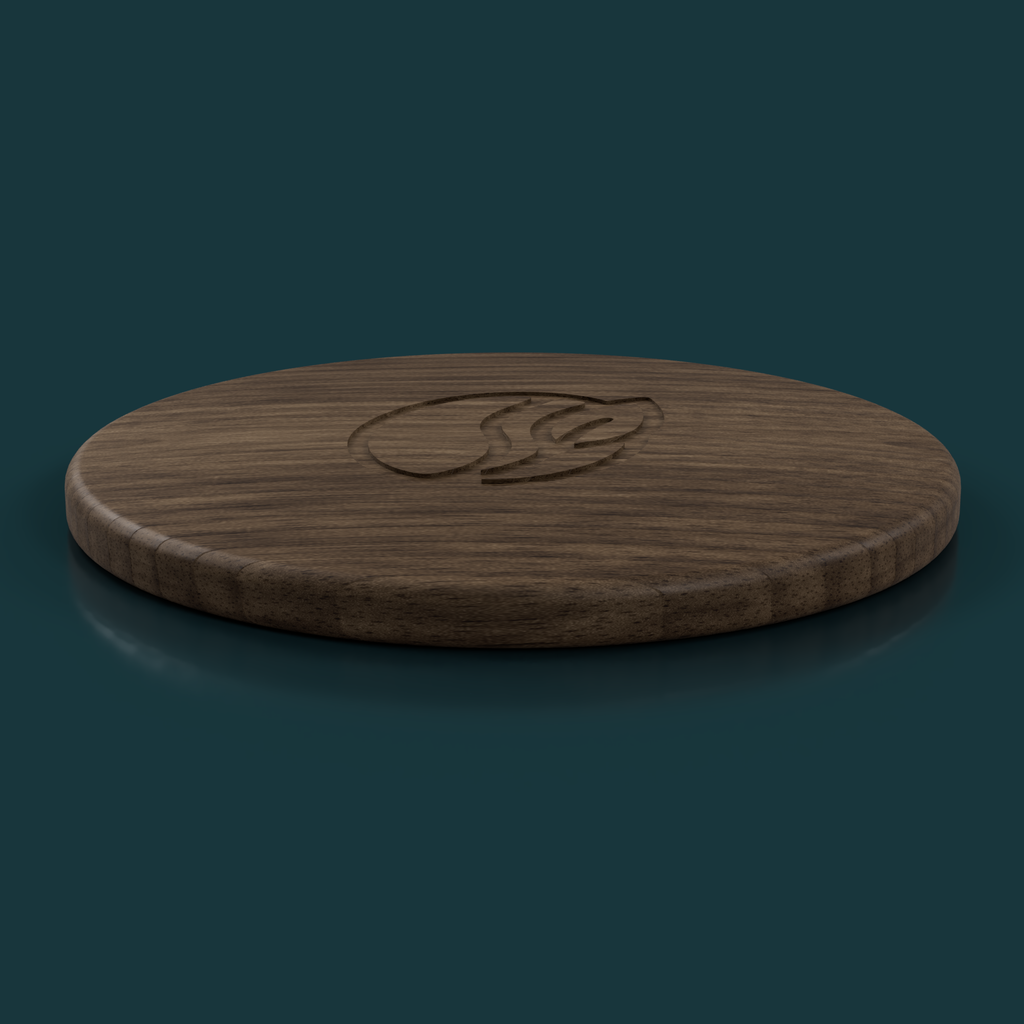 Side view of the hardwood hopper lid in Dark Walnut